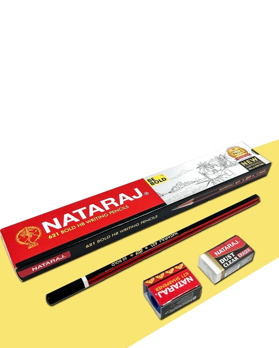 Nataraj Writing Pencils | 621 Bold HB | 10 Pencils, 1 Sharpener, 1 Eraser - versoz.com