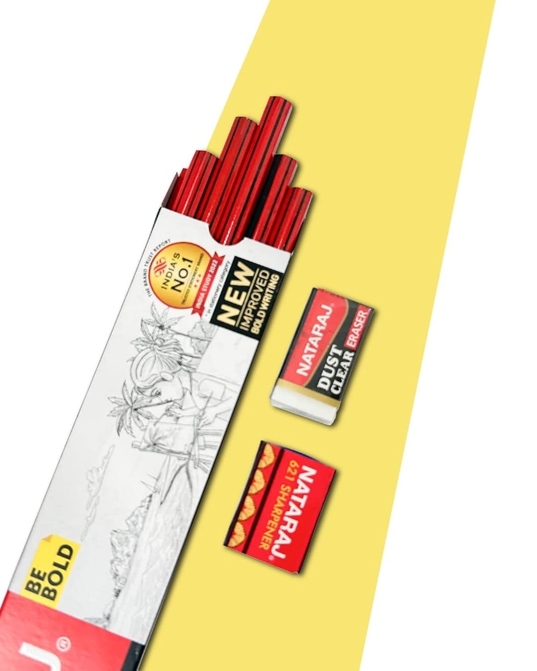 Nataraj Writing Pencils | 621 Bold HB | 10 Pencils, 1 Sharpener, 1 Eraser - versoz.com