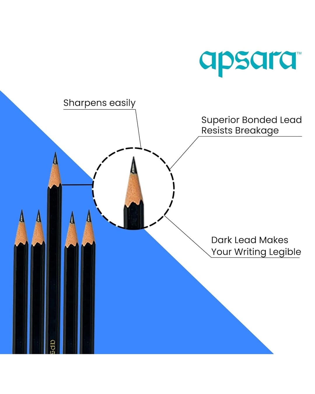 Apsara Beauty Pencils | Dark | 10 Pencils, 1 Sharpener, 1 Eraser - versoz.com