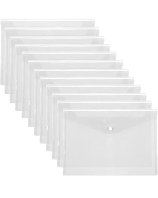 Transparent Plastic Documents Organizer Folder File | Snap Button Closure | A4 - versoz.com