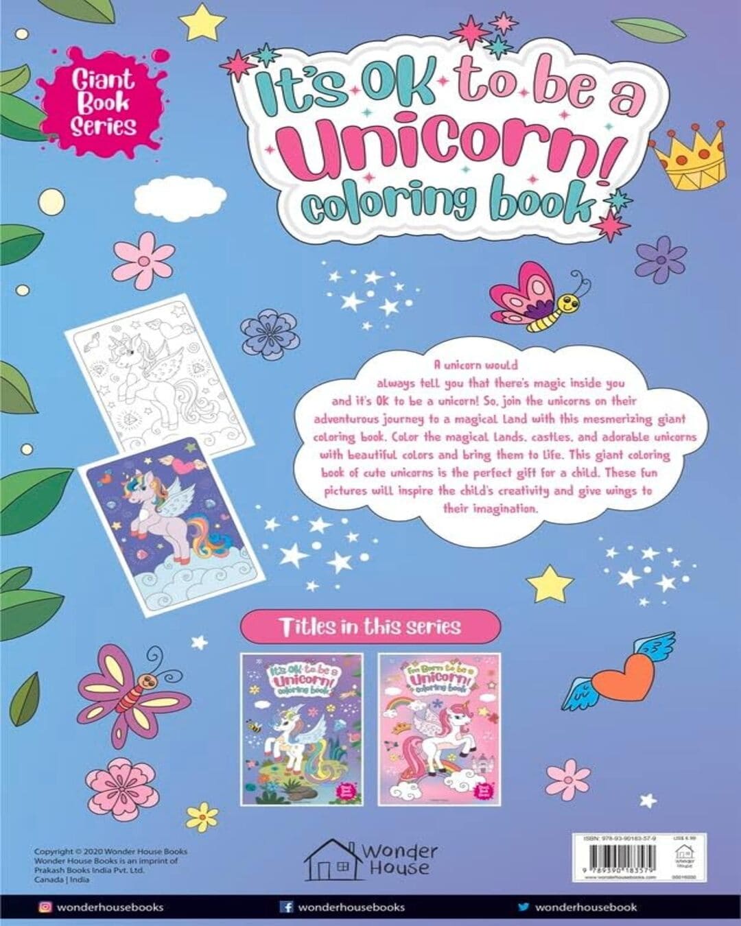 Its Ok to Be A Unicorn Coloring Book - Giant Book Series: Jumbo Sized Colouring Book For Children by Wonder House Books [Paperback]