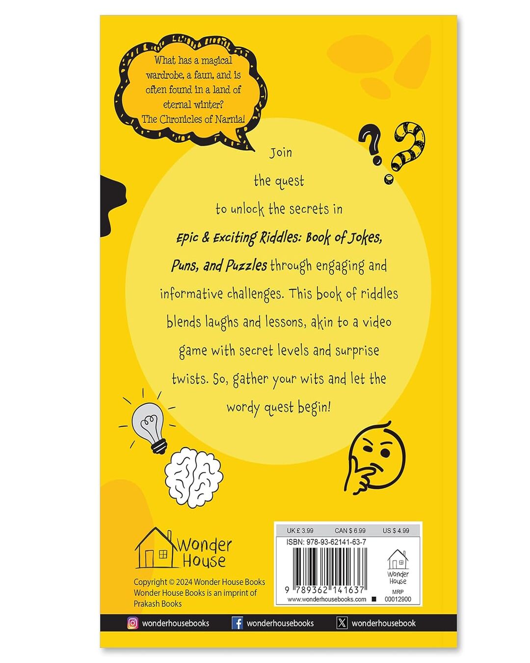 Epic And Exciting Riddles Book Of Jokes, Puns, And Puzzles by Wonder House Books [Paperback]