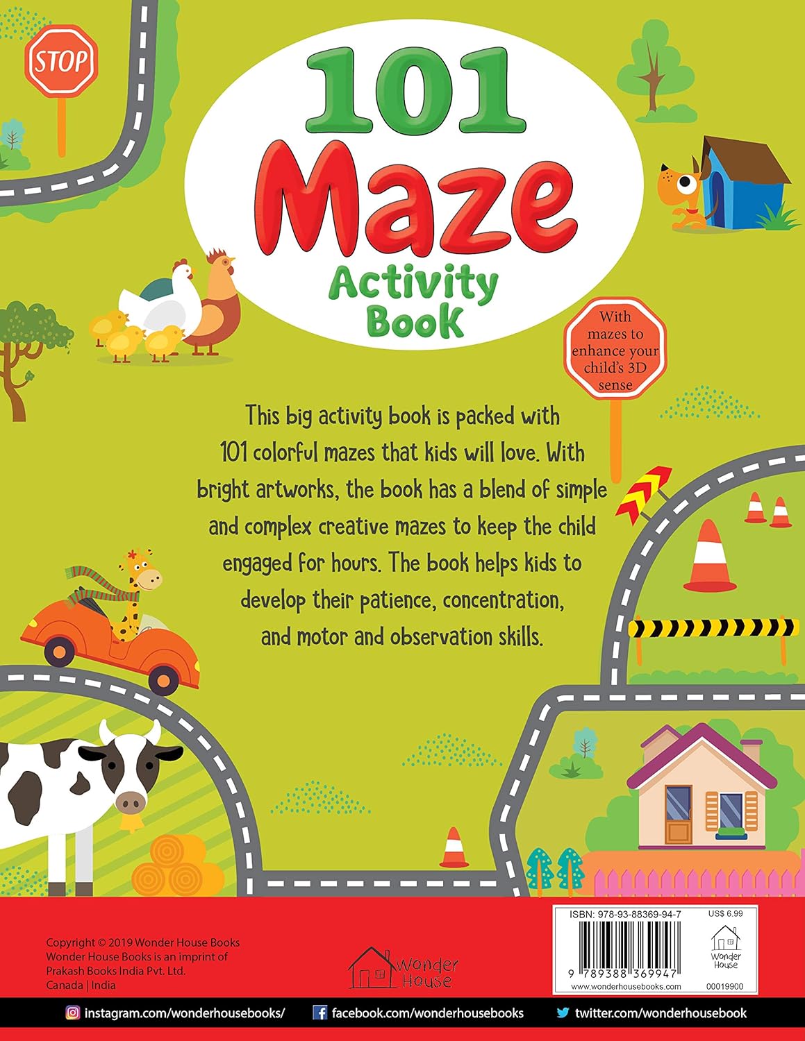 101 Maze Activity Book: Fun Activity Book For Children by Wonder House Books [Paperback]