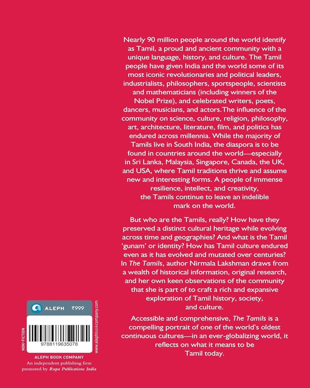 The Tamils: A Portrait of a Community by Nirmala Lakshman [Hardcover]