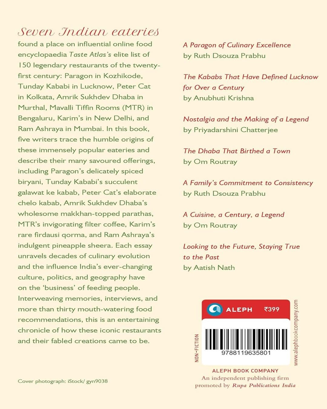 India's Most Legendary Restaurants by Ruth Dsouza Prabhu [Paperback]