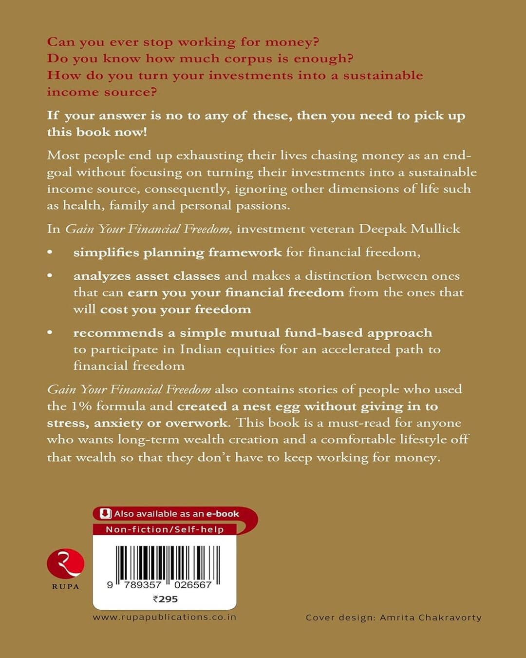 Gain Your Financial Freedom With The 1% Formula by Deepak Mullick by Deepak Mullick [Paperback]