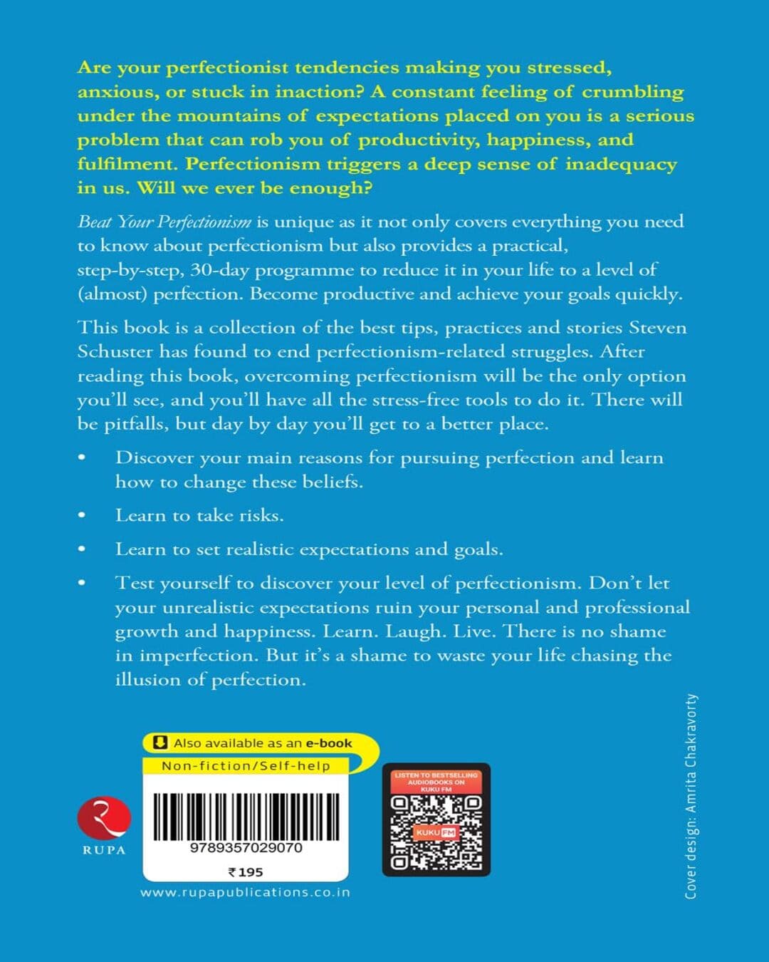 Beat Your Perfectionism 30-day Plan To Control Negative Thoughts And Increase Productivity  by Steven Schuster [Paperback]