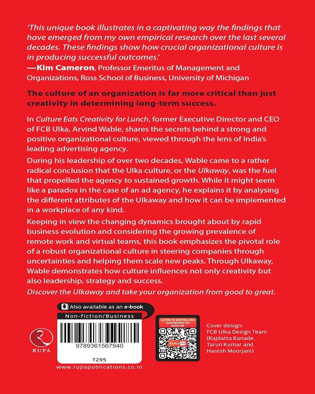 Culture Eats Creativity for Lunch: The Ulkaway by Arvind Wable [Paperback]