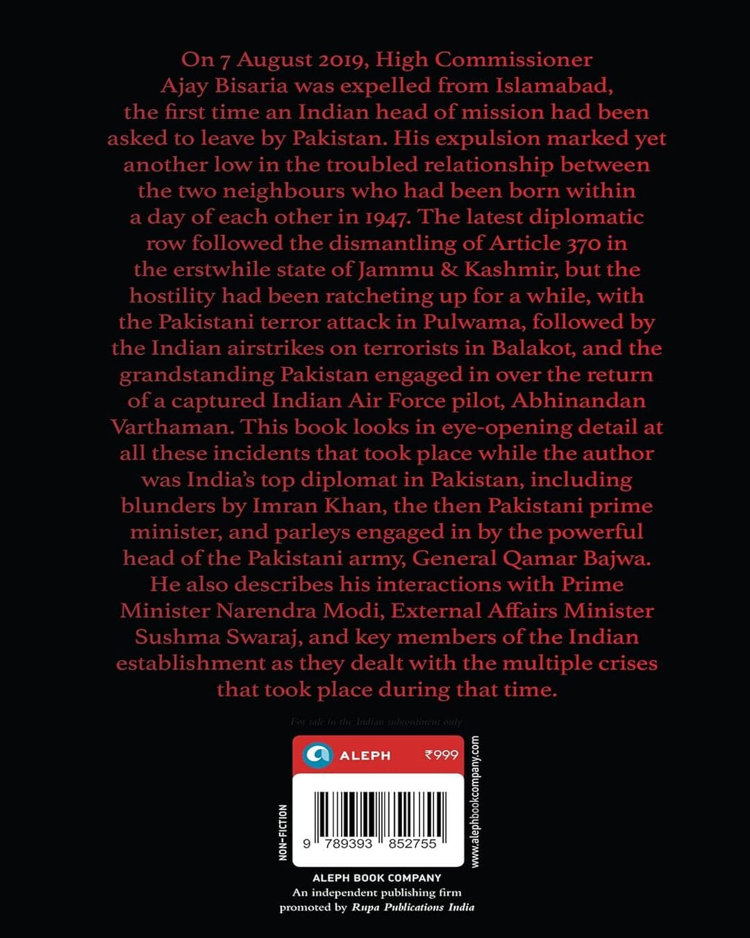 Anger Management: The Troubled Diplomatic Relationship between India and Pakistan by Ajay Bisaria [Hardcover]