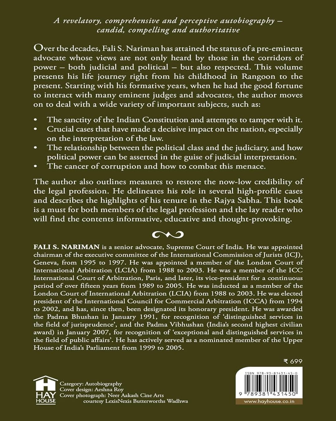 Before Memory Fades : An Autobiography by Fali S. Nariman [Paperback] - versoz.com
