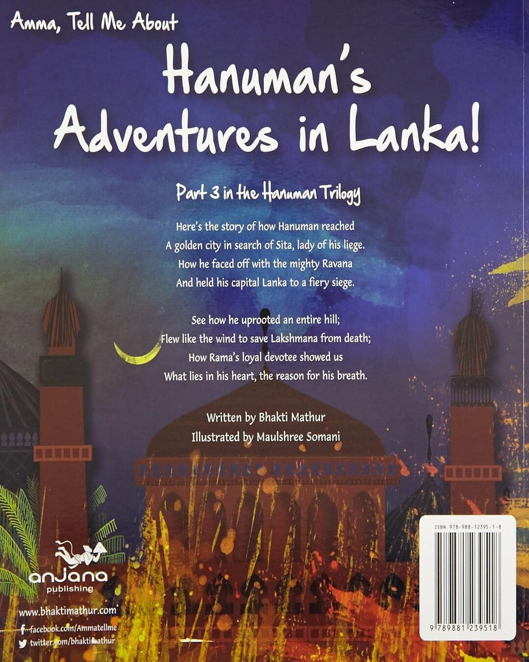 Amma Tell Me About Hanuman's Adventures In Lanka!: Part 3 in the Hanuman Trilogy by Bhakti Mathur [Paperback] - versoz.com