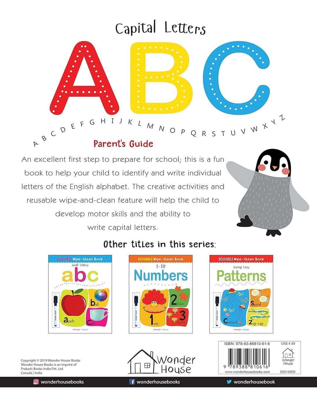 Reusable Wipe And Clean Book - Capital Letters : Write And Practice Capital Letters by Wonder House Books [PAPER BACK] - versoz.com
