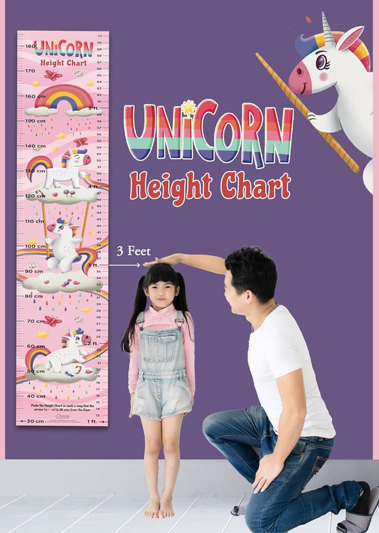 Unicorn Height Chart (Height Chart For Kids | Height Measuring Scale Sticker | Height Chart Wall Sticker for Children | Nursery Decoration)