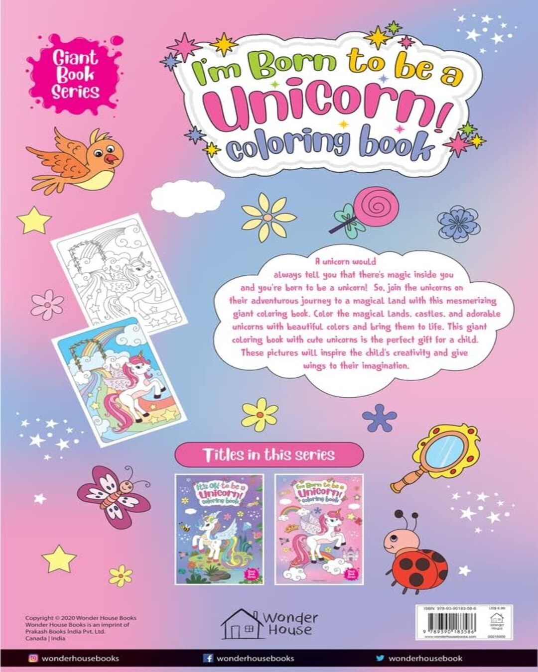 I Am Born to Be A Unicorn Coloring Book - Giant Book Series: Jumbo Sized Colouring Book For Children by Wonder House Books [Paperback]