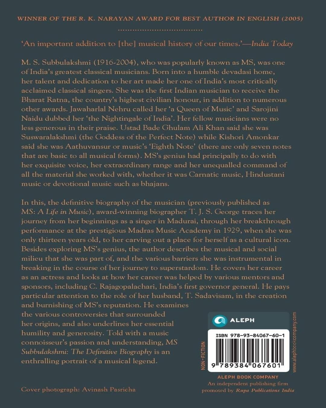 M. S. Subbulakshmi: The Definitive Biography by T.J.S. George [Paperback] - versoz.com