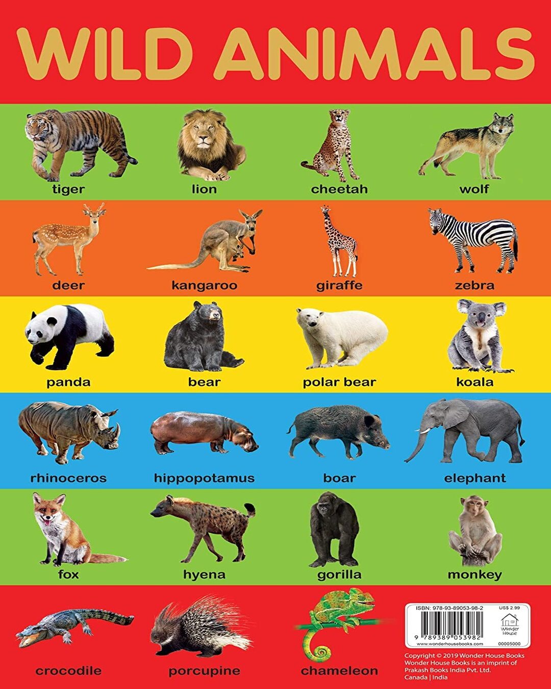 Wild Animals Chart - Early Learning Educational Chart For Kids: Perfect For Homeschooling, Kindergar by Wonder House Books [Paperback]