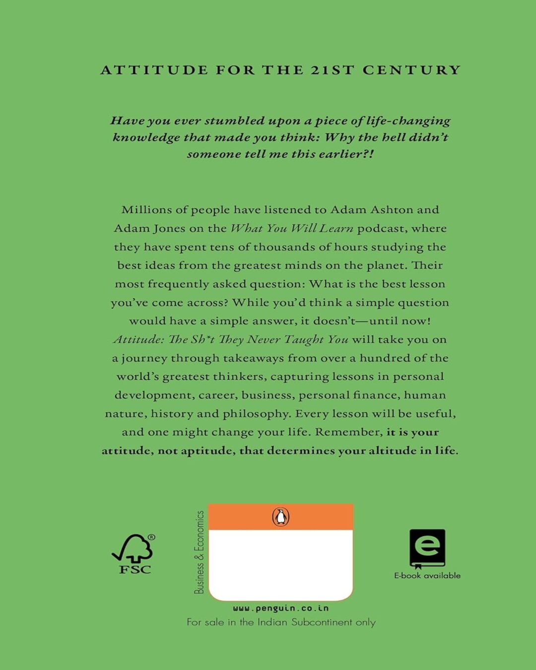 Attitude: The Shit They Never Taught You by Adam Ashton & Adam Jones [Paperback] - versoz.com