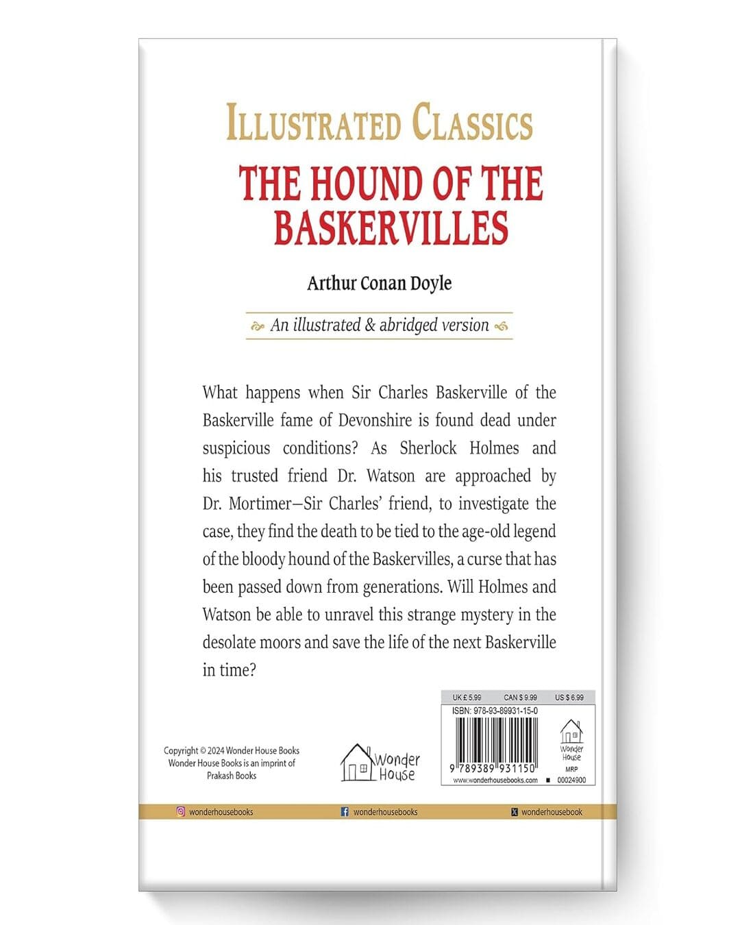 The Hound of the Baskervilles: Illustrated Abridged Children Classics English Novel With Review Questions by  Arthur Conan Doyle [Hardcover]