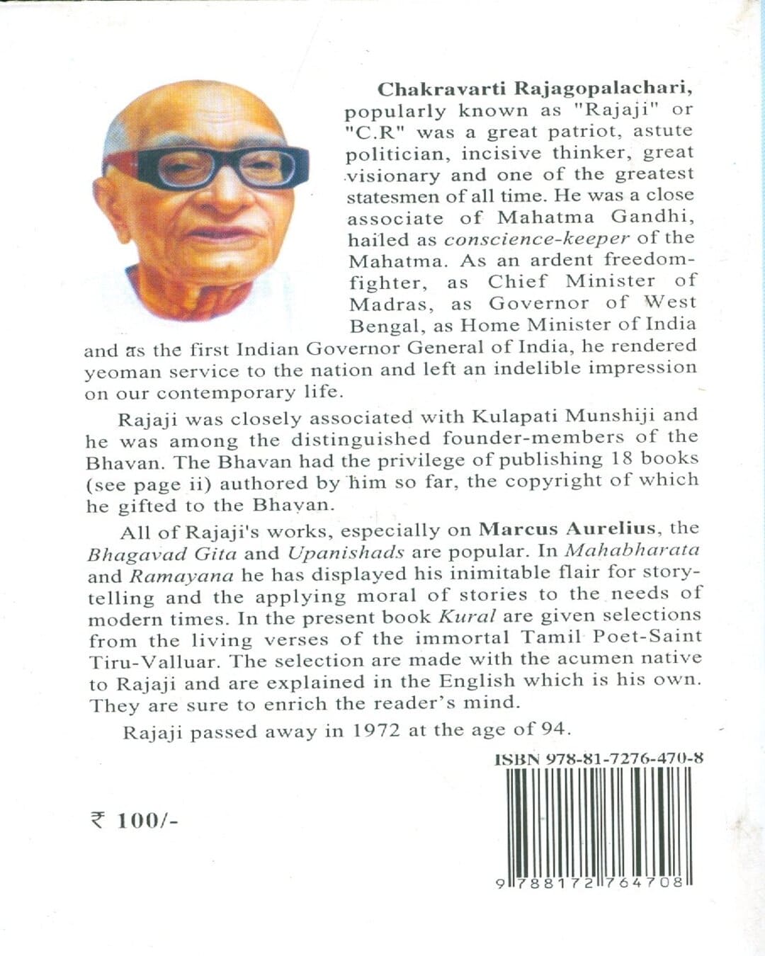 Kural: the Great Book of Thiruvallur by C. Rajagopalachari [Paperback] - versoz.com