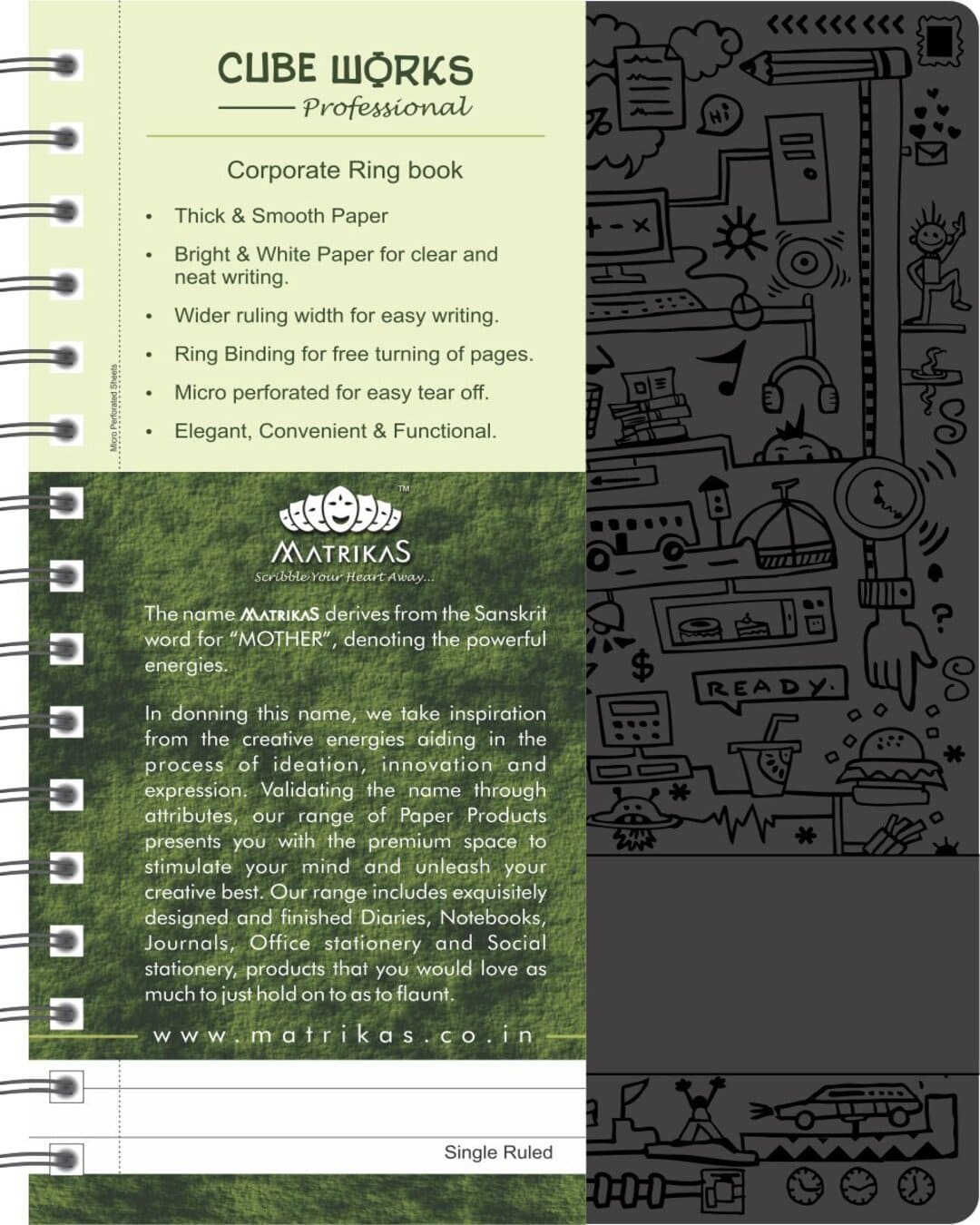 Cube Works Professional Corporate Ring Book | A5 160 Pages | Single Ruled - versoz.com