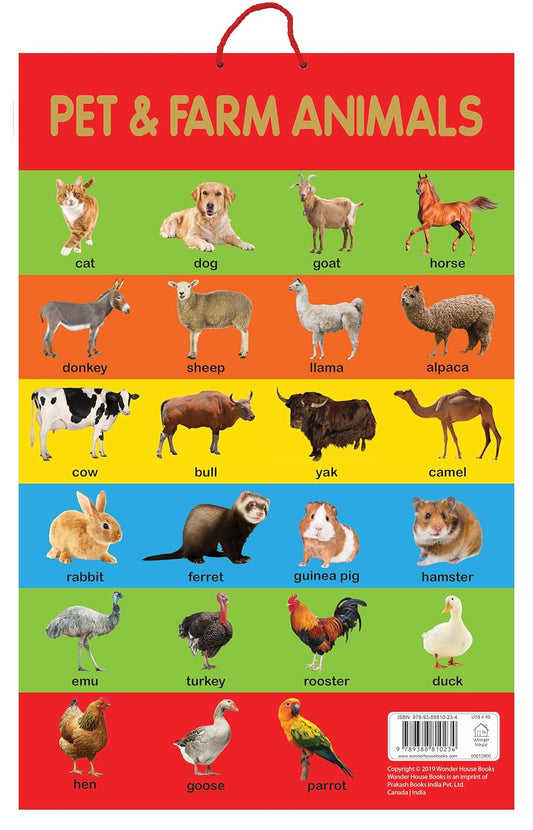 Pet & Farm Animals - Early Learning Educational Posters For Children: Perfect For Kindergarten, Nurs by Wonder House Books [Paperback]