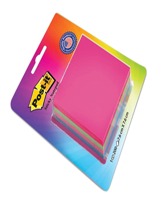 3M Post-it Sticky Note Cube, 200 Sheets (4 Colors x 50 Sheets) | 3" x 3" Size - versoz.com