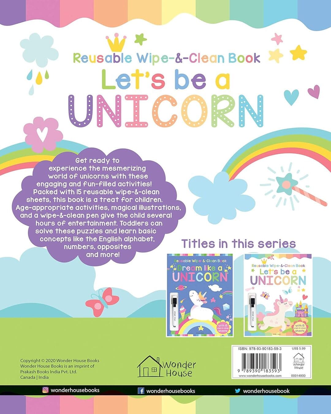 Let's be a Unicorn : Reusable Wipe & Clean Book by Wonder House Books [Board Book]