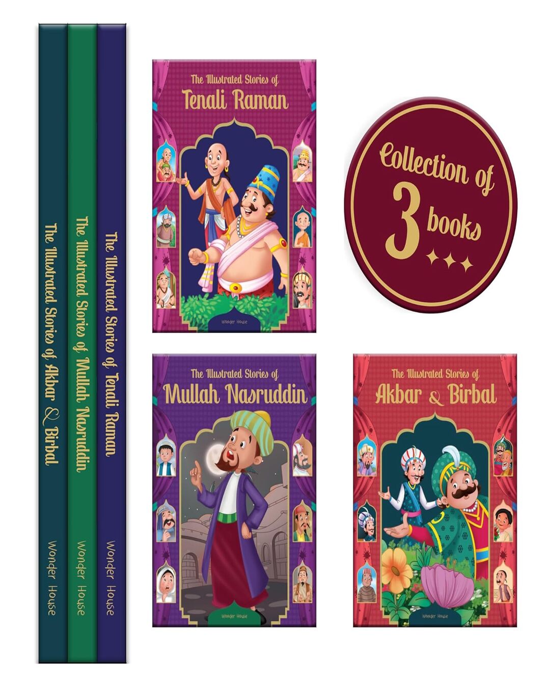 The Illustrated Wisdom Tales from India for Children (Boxed set of 3 Books)-Tenali Rama |Akbar and Birbal | Mulla Nasruddin  [Paperback]