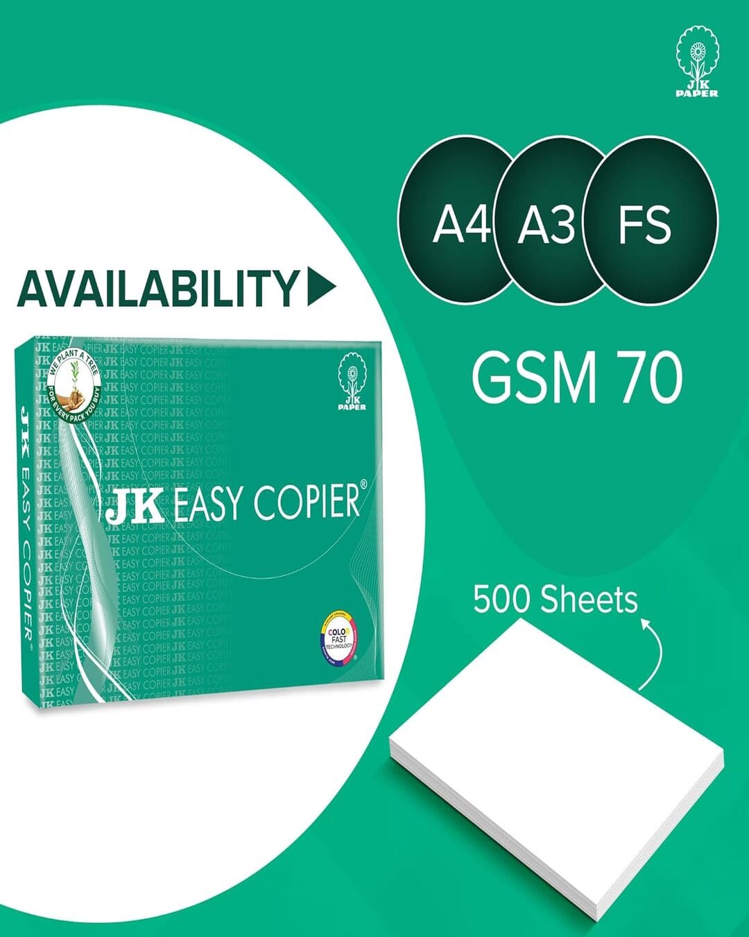 JK Easy Copier | 70 GSM | A4 | 1 Ream (500 Sheets) - versoz.com
