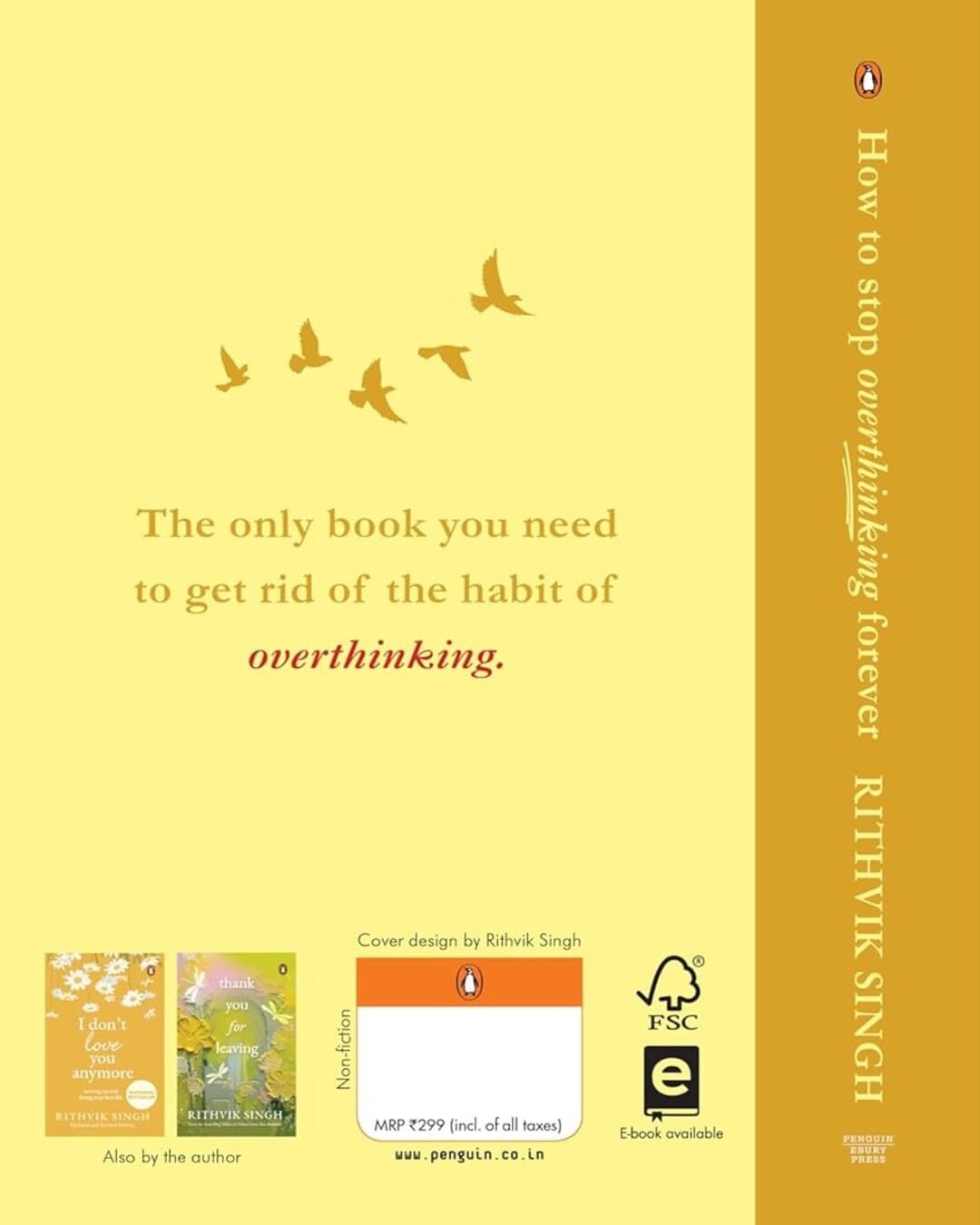 How to Stop Overthinking Forever by Rithvik Singh [Paperback]