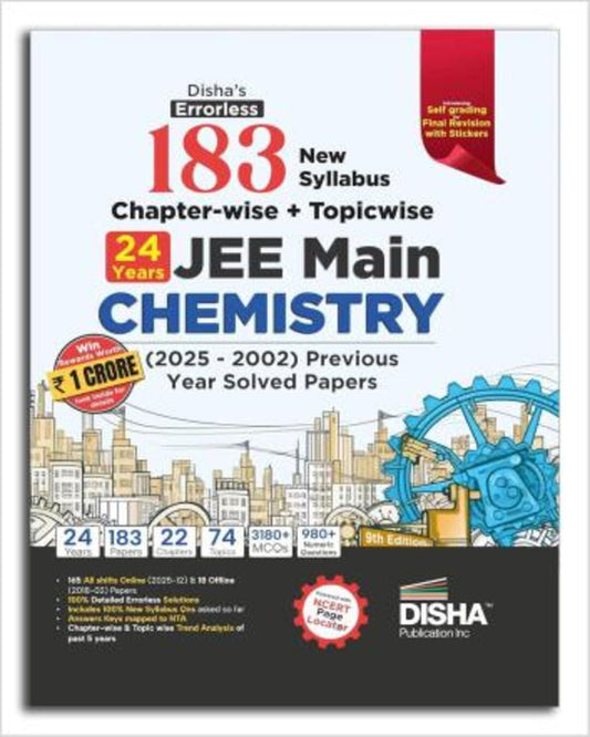 Disha's Errorless 183 Chapterwise + Topicwise 24 Years JEE Main Chemistry (2025-2002)
