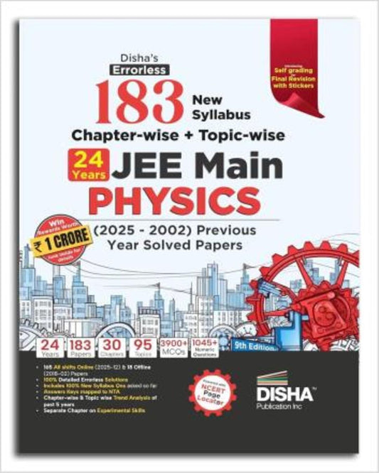 Disha's Errorless 183 Chapterwise + Topicwise 24 Years JEE Main Physics (2025-2002)