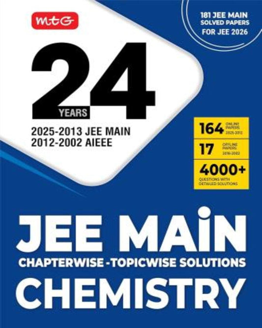 24 Years JEE Main Chapterwise Topicwise Solutions Chemistry (181 JEE Main Solved Papers JEE 2026) - versoz.com