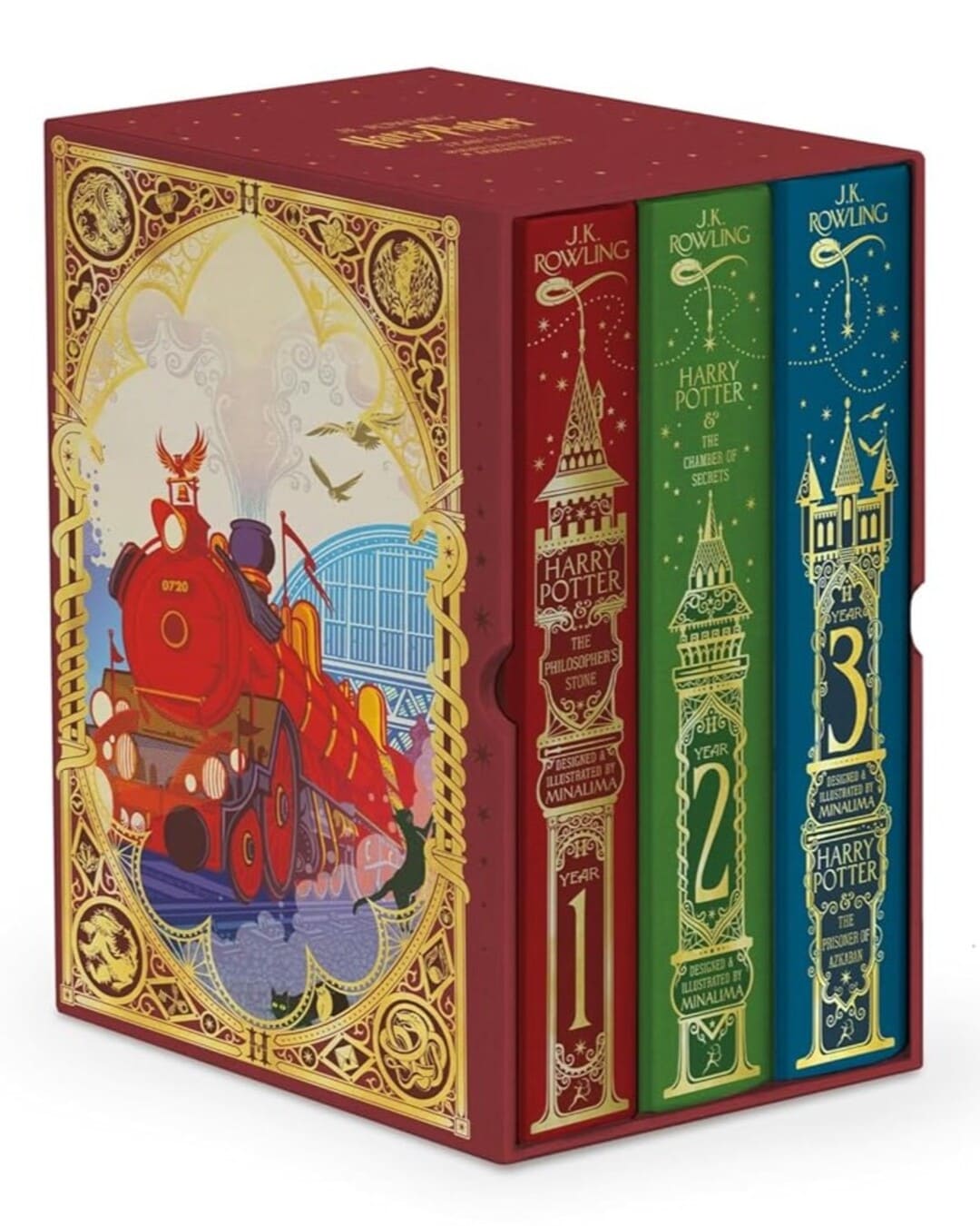 Harry Potter 1-3 Box Set: MinaLima Edition by J K ROWLING [HARD BACK] - versoz.com