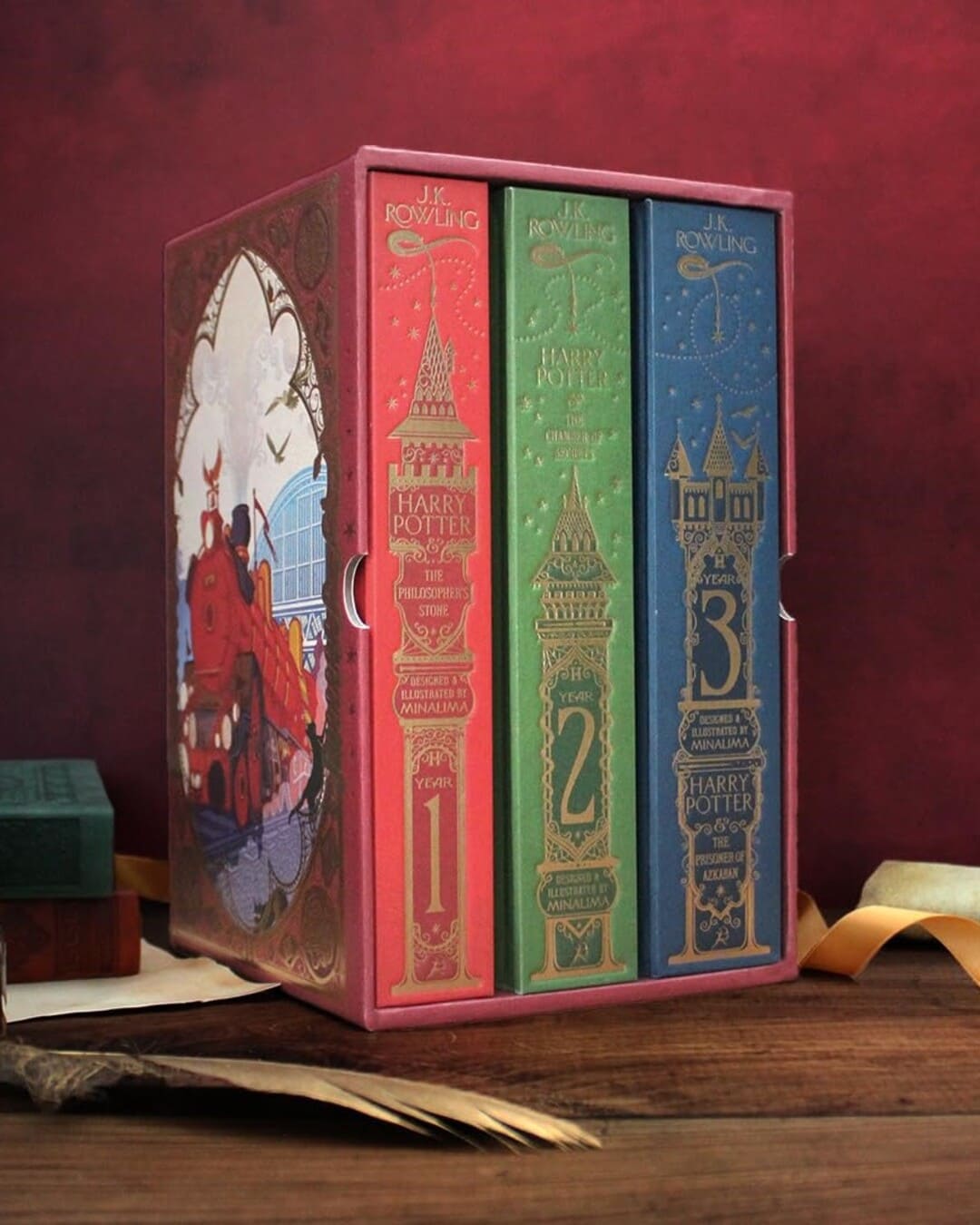 Harry Potter 1-3 Box Set: MinaLima Edition by J K ROWLING [HARD BACK] - versoz.com
