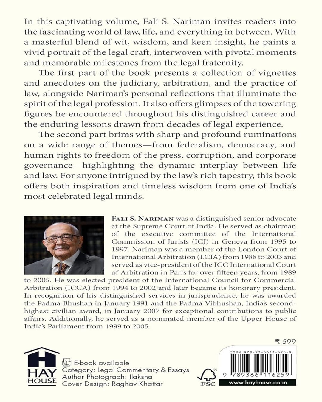 Legally Speaking : Insights from a Life in Law by Fali S. Nariman [Hardcover] - versoz.com