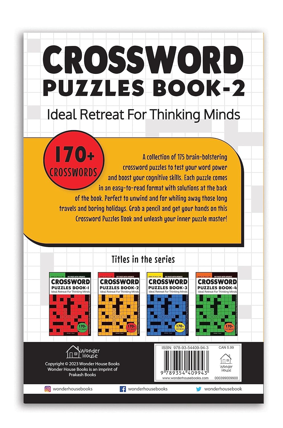 Crossword Puzzles Book 2 : Ideal Retreat For Thinking Minds by Wonder House Books [Paperback]