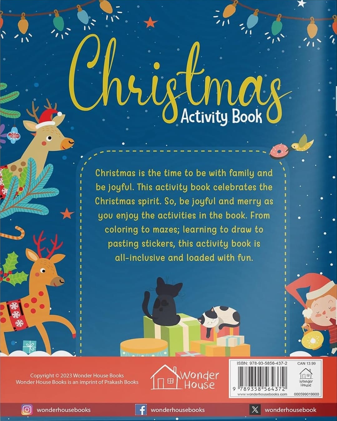 Festive Fun Christmas Activity Book with Stickers by Wonder House Books [Paperback]