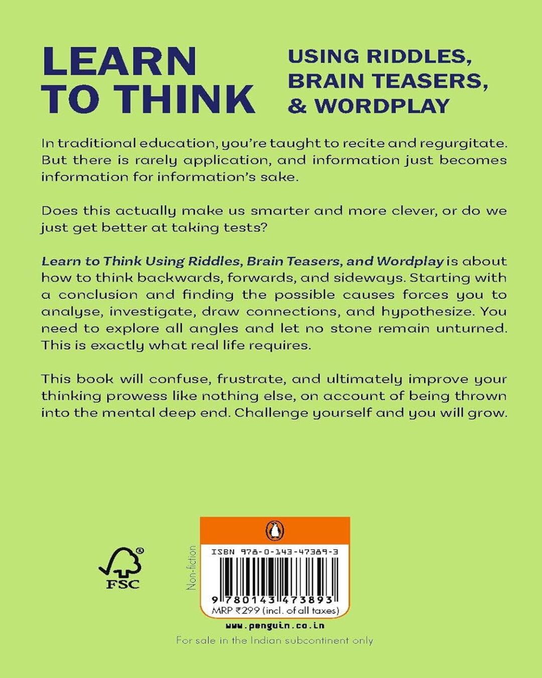 Learn To Think: Develop Creativity, Wit And Problem-Solving Instincts By Fun Riddle Solving Tricks by Patrick King [Paperback] - versoz.com